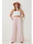 Çizgili Cepli Müslin Pantolon LYY0110 Pembe Kemik 1