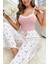 Askılı Şık Üstü Dantel Işlemeli Baskılı Pijama Takımı 1
