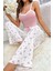 Askılı Şık Üstü Dantel Işlemeli Baskılı Pijama Takımı 3