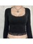 Siyah Basic Dantel Detaylı Uzun Kollu Crop 2