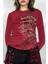 Kırmızı Skull Life Cyber Grunge Gotik Y2K Uzun Kollu Crop 1