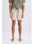 E0993 Bej Regular Fit Kısa Boy Yumuşak Tuşeli Deniz Şortu 4