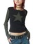 Siyah Raglan Haki Star Gotik Y2K Uzun Kollu Crop 1
