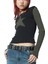 Siyah Raglan Haki Star Gotik Y2K Uzun Kollu Crop 2
