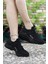 Siyah Sneaker 0012072 Unisex Düz Topuklu Tekstil Malzeme Ortopedik Tabanlı 5