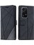 Honor 200 Lite Kılıf Baskılı Çizgiler Pu Deri Ekleme Cüzdan Telefon Kılıfı-Siyah (Yurt Dışından) 1