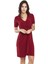 Bordo V Yaka Belde Burgu Detaylı Kruvaze Etek Elbise 24L7539 3