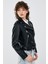 Newage Kadın Siyah Biker Deri Ceket 7