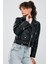 Newage Kadın Siyah Biker Deri Ceket 9
