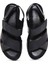 Kadın Siyah Bilekten Bantlı Deri Comfort Sandalet 25SFD320418 6
