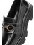 Kadın Siyah Tokalı Deri Maskülen Loafer 24WFD189122 9