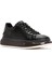 Erkek Siyah Kalın Tabanlı Bağcıklı Deri Sneaker 25SFD690718 6