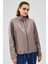 Terry Kadın Gri Oversize Deri Ceket 24WGD5238U4 6
