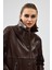 Dalida Kadın Kahverengi Oversize Deri Ceket 24WGD5212HN 6
