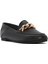 Kadın Siyah Deri Maskülen Loafer 25SFD290118 6