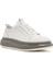 Erkek Beyaz Kalın Tabanlı Bağcıklı Deri Sneaker 25SFD691418 6