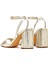 Kadın Altın Bilekten Tokalı Yüksek Kalın Topuklu Metalik Sandalet 25SFE493332 6