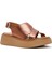 Kadın Bronz Kalın Tabanlı Metalik Deri Comfort Sandalet 25SFD342332 6