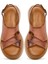 Kadın Bronz Kalın Tabanlı Metalik Deri Comfort Sandalet 25SFD342332 7