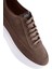 Erkek Vizon Bağcıklı Kalın Tabanlı Süet Deri Sneaker 25SFD740310 7