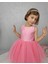 Kız Çocuk Ada Model Abiye Pembe Yaka Incili Elbise 1