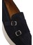 Erkek Lacivert Çift Tokalı Süet Deri Casual Loafer 25SFD750410 9