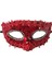 Arkadan Lastikli Kırmızı Renk Pullu Parti Maskesi Lüks 1 Adet 1