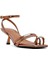 Kadın Bronz Kısa Ince Topuklu Metalik Sandalet 25SFE451532 7