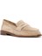 Kadın Bej Süet Deri Maskülen Loafer 25SFD151610 6
