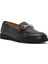 Kadın Siyah Tokalı Deri Loafer 25SFD510518 6