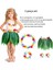 36 cm Yaprak Model Yeşil Renk Çocuk Hawaii Eteği ve 4lü Kolye Set 1