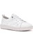 Kadın Beyaz Bağcıklı Desenli Deri Comfort Sneaker 25SFD5006FT 6
