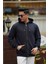 Erkek Yumuşacık Kumaşlı Fermuarlı Nakışlı Kapüşonlu Lacivert Sweatshirt 3