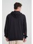 Erkek Yumuşacık Kumaşlı Fermuarlı Nakışlı Kapüşonlu Lacivert Sweatshirt 6