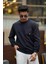 Erkek Yumuşacık Kumaşlı Oversize Fit Yuvarlak Yakalı Lacivert Sweatshirt 1