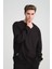 Erkek Yumuşacık Kumaşlı Oversize Fit Yuvarlak Yakalı Siyah Sweatshirt 2