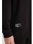 Erkek Yumuşacık Kumaşlı Oversize Fit Yuvarlak Yakalı Siyah Sweatshirt 6