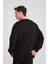 Erkek Yumuşacık Kumaşlı Oversize Fit Yuvarlak Yakalı Siyah Sweatshirt 8
