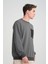 Erkek Yumuşacık Kumaşlı Oversize Fit Yuvarlak Yakalı Füme Sweatshirt 4