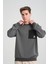 Erkek Yumuşacık Kumaşlı Oversize Fit Yuvarlak Yakalı Füme Sweatshirt 7