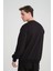 Erkek Yumuşacık Kumaşlı Oversize Fit Yuvarlak Yakalı Siyah Sweatshirt 7