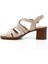 Kadın Antik Bej Kalın Topuklu Hakiki Deri Sandalet 3