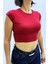 Düşük Kol Likralı Bordo Crop Tshirt - MGN4798 2