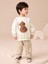 Erkek Çocuk Pamuklu Ekru Pelüş Ayıcık Baskılı Sweatshirt ve Desenli Pantolon Takım 1
