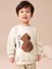 Erkek Çocuk Pamuklu Ekru Pelüş Ayıcık Baskılı Sweatshirt ve Desenli Pantolon Takım 2