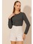 Çizgili Uzun Kol Crop Bluz 2