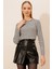 Çizgili Uzun Kol Crop Bluz 3