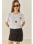 Kadın Leopar ve Taş Detaylı Kalpli Kısa Kollu T-Shirt 5
