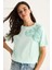 Kadın Çiçek Aksesuarlı Regular Bisiklet Yaka T-Shirt 4