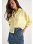 Kadın Kendinden Çizgili Yarım Kollu Tek Cep Detaylı Gömlek 1